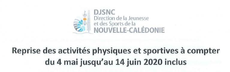 Reprise activites physiques et sportives DJS NC Reprise activites physiques et sportives DJS NC