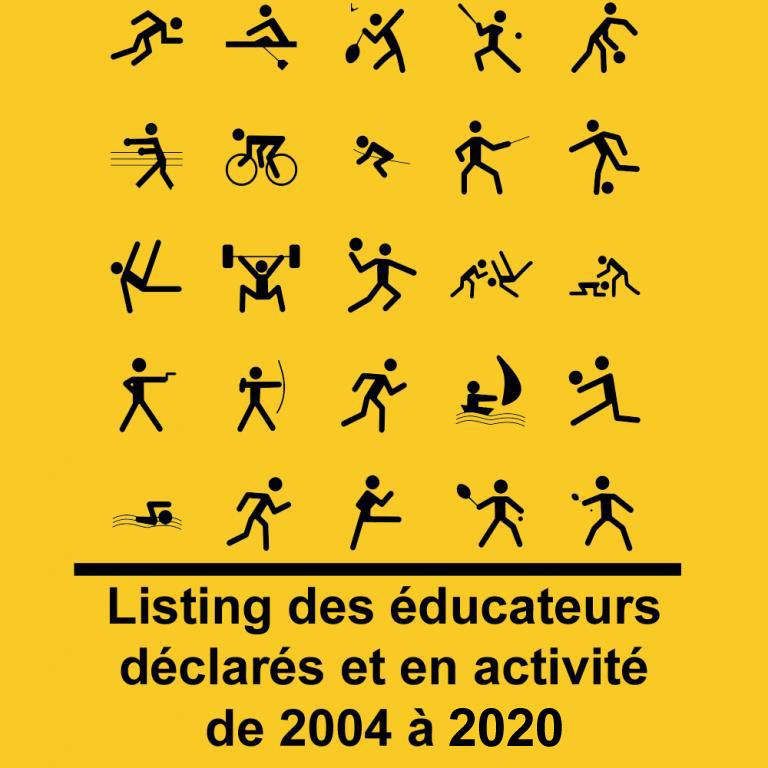 Logo listing éducateurs déclarés et en activités de 2004 à 2020 Logo listing éducateurs déclarés et en activités de 2004 à 2020